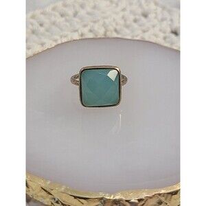 Chalcedony Faceted Gemstone Ring Size 6 Sterling Silver Boho Artisan Jewelry
